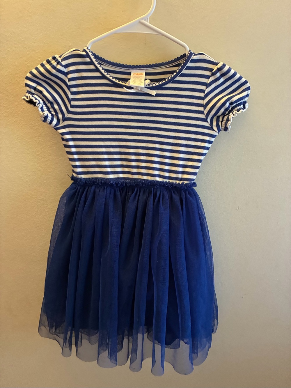 Girls Navy Striped Tulle Dress